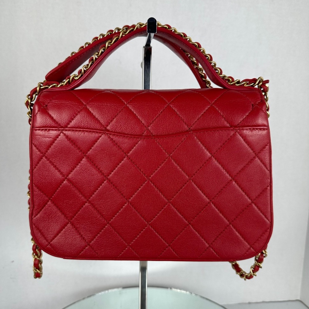 CHANEL 19 TOP HANDLE FLAP BAG RED 2019 AUTHENTIC - Picture 7 of 12